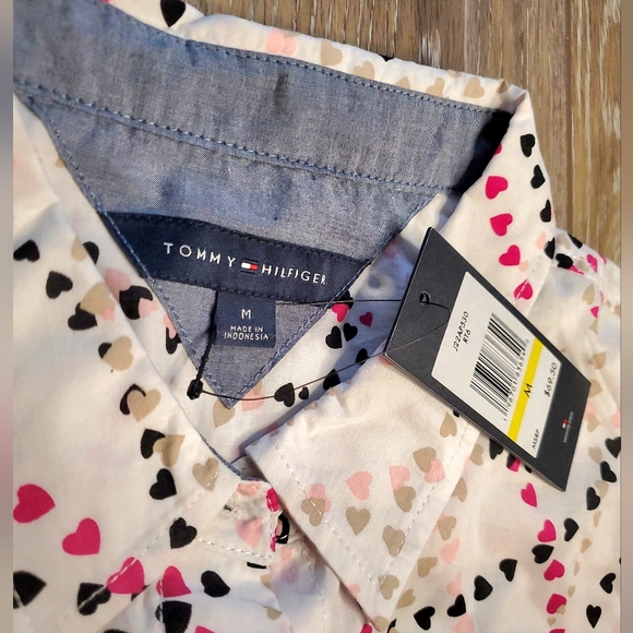 💖💖Women's Tommy Hilfiger oversized white blouse with heart print Size M - Picture 3 of 8